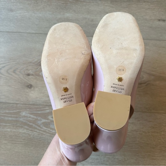 New Stuart Weitzman Curveblock 85 Patent Slingback Pumps 8.5 - Picture 7 of 13